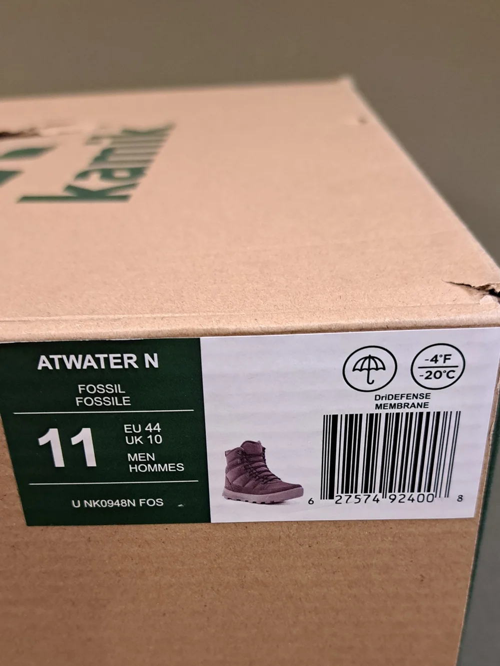 Kamik Atwater N Snow Boot - Color: Taupe/Grey - Size: Men 11